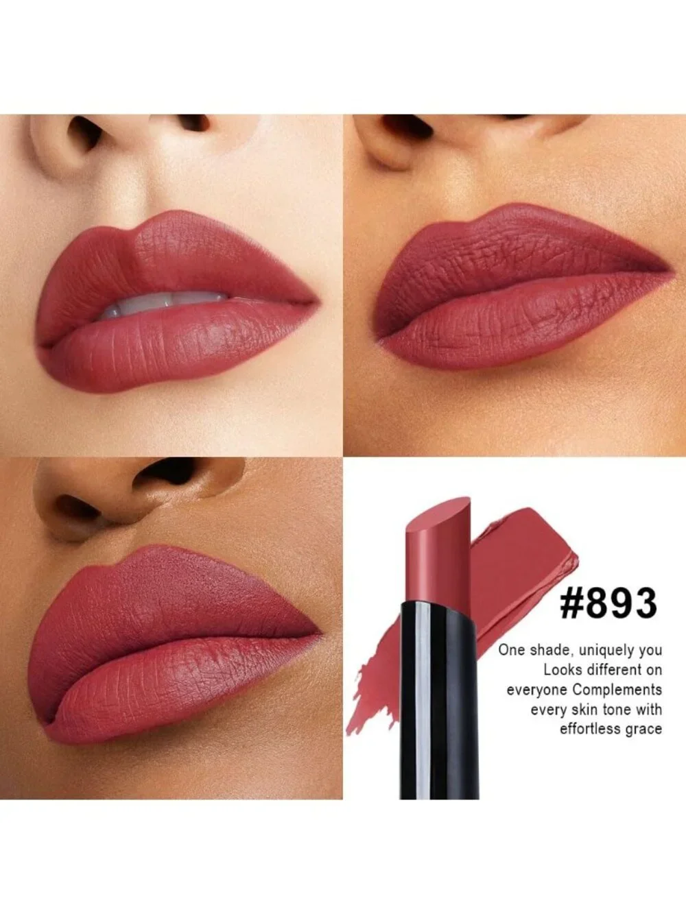 Women's 893# Reddish Brown Long Lasting Waterproof Velvet Matte Stick Lipstick